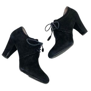 Geox Respira black Marian suede lace up heeled ankle booties size 8.5